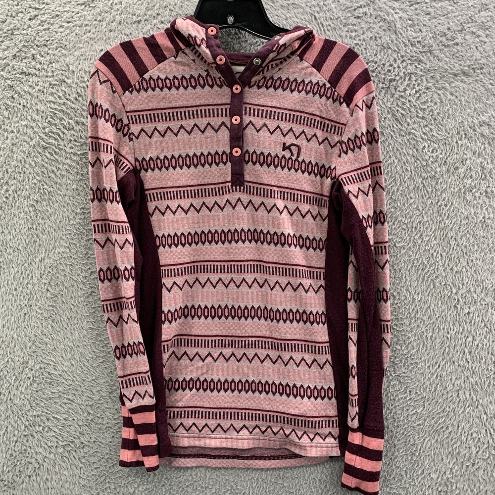 Kari Traa Pink and Burgundy Patterned Hooded Sweater